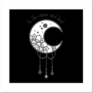 To the Moon and Back Cute Boho Moon Posters and Art